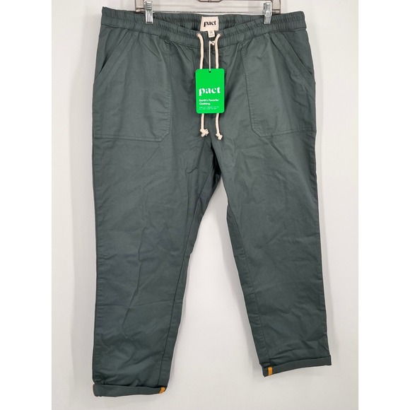 Pact Unisex Organic Cotton Drawstring Pants XXL Green Grey New With Tags - Picture 6 of 9